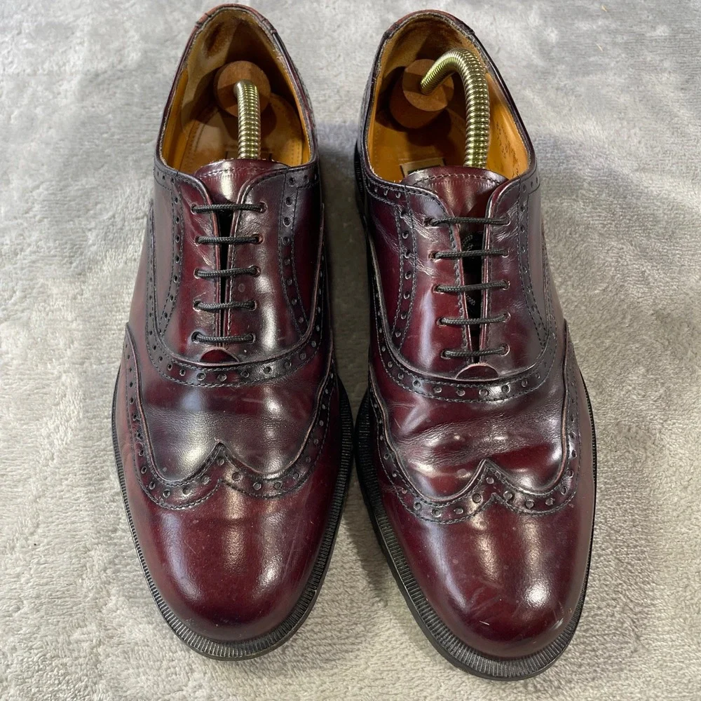 Cole Haan Dress Shoes Wingtip Oxford Brogue Mens 8.5 Burgundy Leather Office USA